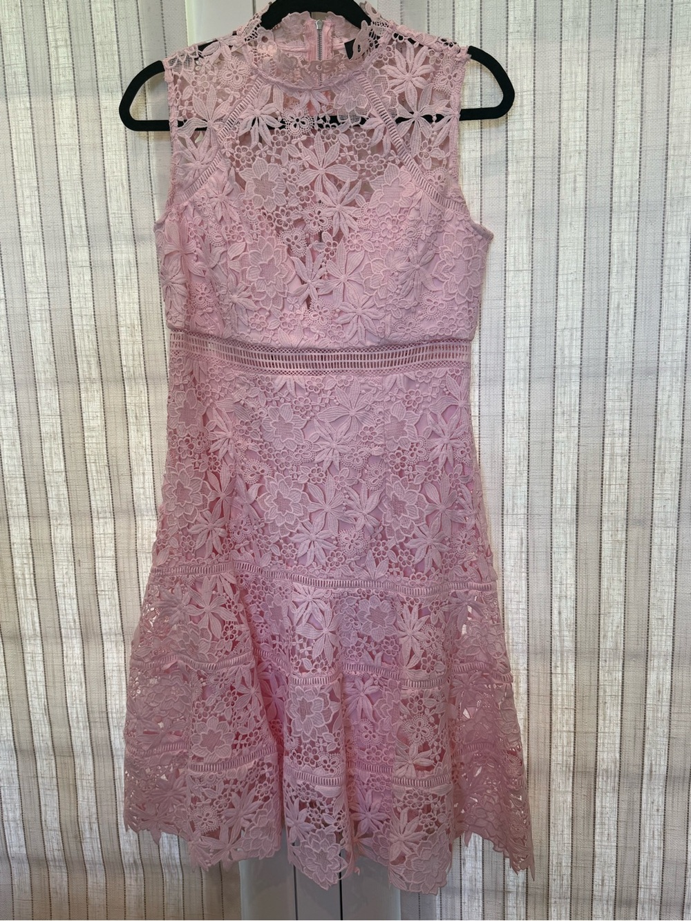 Bardot Pink Floral Lace Fit-and-Flare Dress